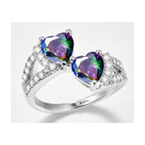 Double Heart Rainbow CZ Ring