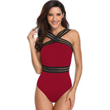 One Piece Swimsuit Women Black Hollow Swimwear
