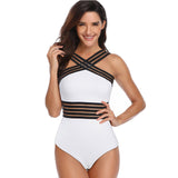One Piece Swimsuit Women Black Hollow Swimwear