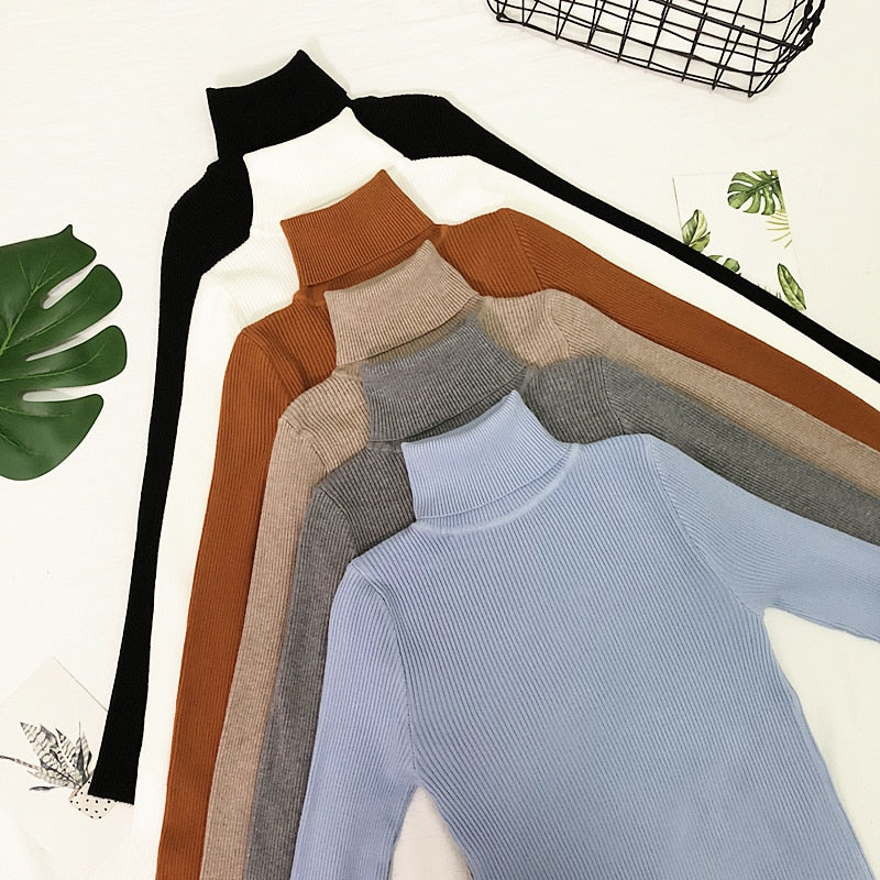 Turtleneck Women Thin Pullover Jumper