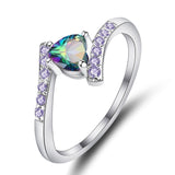 Double Heart Rainbow CZ Ring