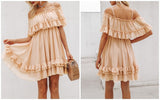Chiffon Summer Ruffle Pleated Short Dress