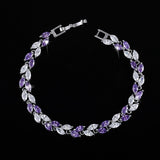 Cubic Zircon Leaf Charm Bracelet