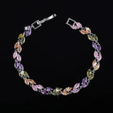 Cubic Zircon Leaf Charm Bracelet