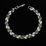 Cubic Zircon Leaf Charm Bracelet