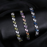 Cubic Zircon Leaf Charm Bracelet