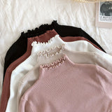 Ruched Women High Elastic Sweater