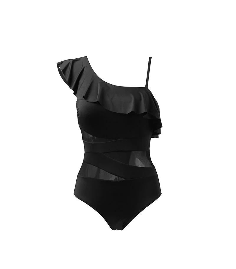One Piece One Shoulder Ruffle Swimwear