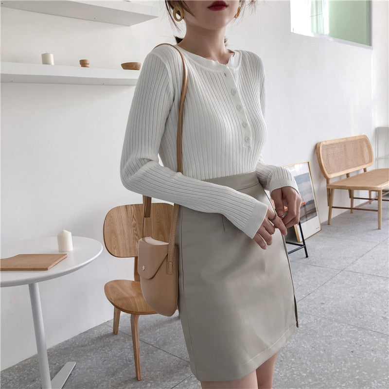 Autumn Elegant Buttons Casual Ladies Dress