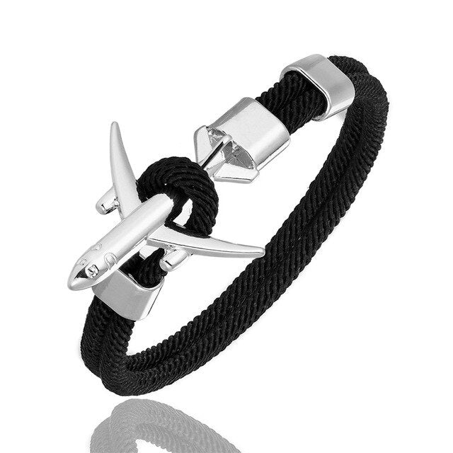 Navy Style Airplane Anchor Bracelet Men Women