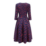 Women Elegant A-line Three Quarter Sleeve Dress