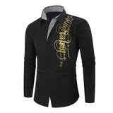 Black Shirt Men New Slim Fit Long Sleeve