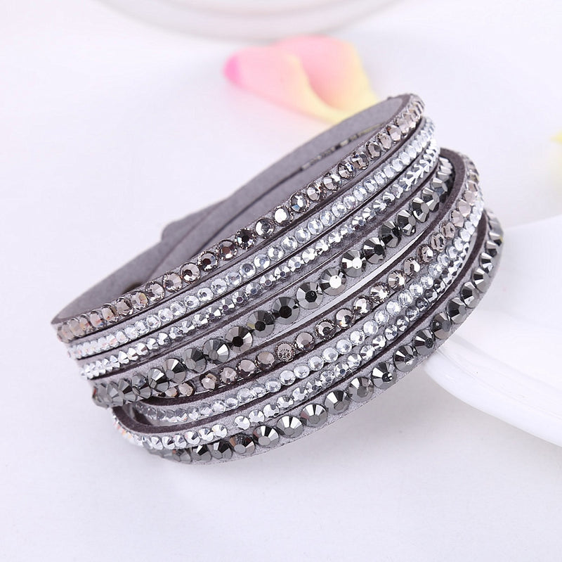 Leather Rhinestone Crystal Bracelet