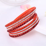Leather Rhinestone Crystal Bracelet