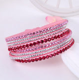 Leather Rhinestone Crystal Bracelet
