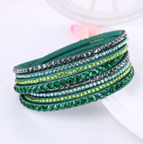 Leather Rhinestone Crystal Bracelet