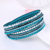 Leather Rhinestone Crystal Bracelet