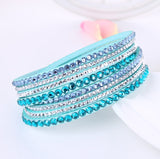 Leather Rhinestone Crystal Bracelet