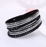 Leather Rhinestone Crystal Bracelet