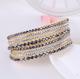 Leather Rhinestone Crystal Bracelet