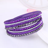 Leather Rhinestone Crystal Bracelet