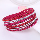 Leather Rhinestone Crystal Bracelet