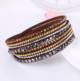 Leather Rhinestone Crystal Bracelet