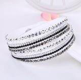 Leather Rhinestone Crystal Bracelet