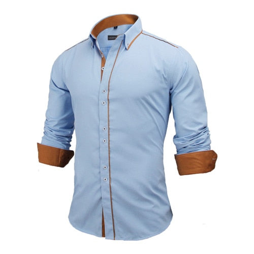 Europe Solid Long Sleeve British Style Men Shirt