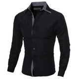 Europe Solid Long Sleeve British Style Men Shirt