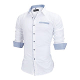 Europe Solid Long Sleeve British Style Men Shirt