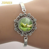 White Horse art photo Glass Dome Bracelet