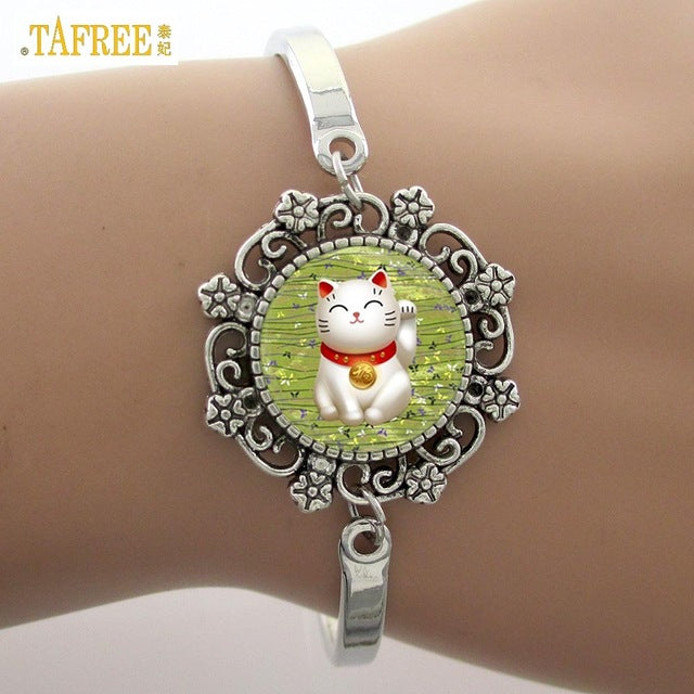 White Horse art photo Glass Dome Bracelet