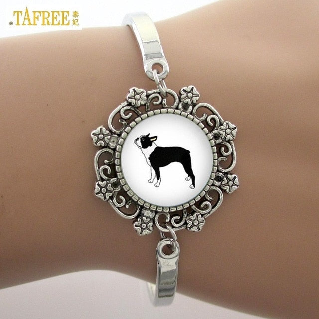 White Horse art photo Glass Dome Bracelet