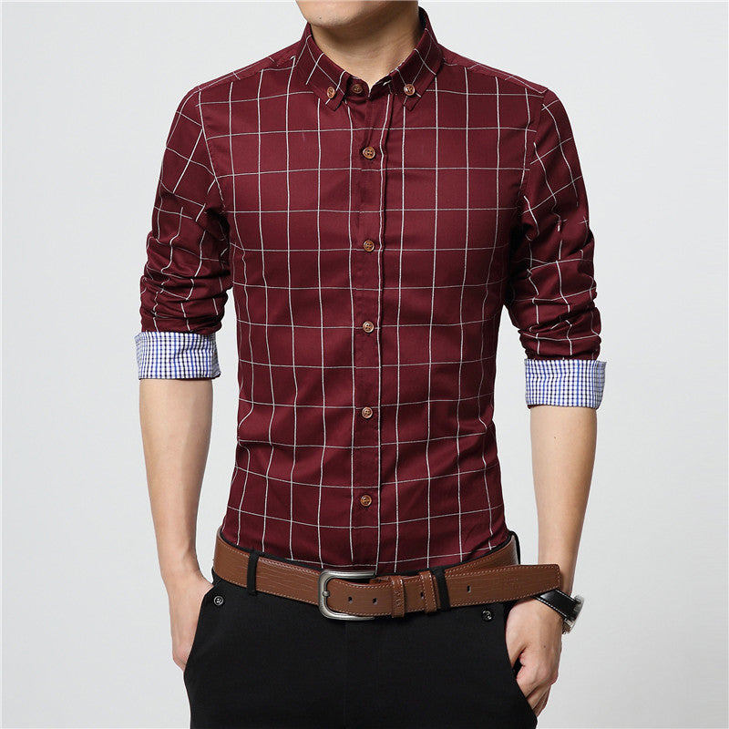 Plaid Cotton Long Sleeve Shirt