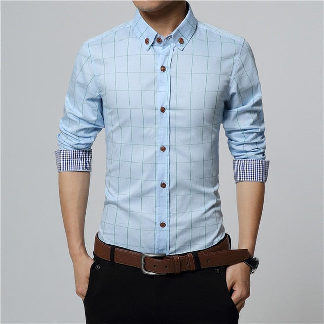 Plaid Cotton Long Sleeve Shirt
