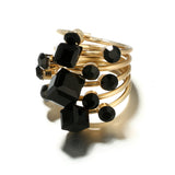 Vintage Antique Gold Black Rhinestone Rings