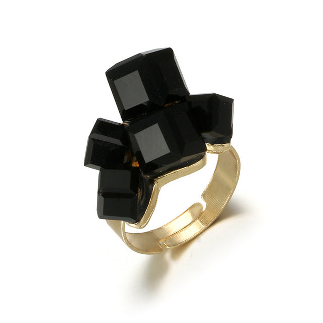 Vintage Antique Gold Black Rhinestone Rings