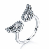 Adjustable Angel Wings Ring Micro Pave Zircon