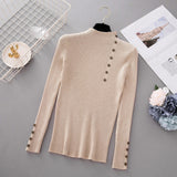 Button Turtleneck Knitted Pullover