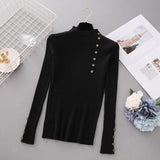Button Turtleneck Knitted Pullover