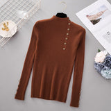 Button Turtleneck Knitted Pullover