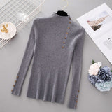 Button Turtleneck Knitted Pullover