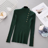 Button Turtleneck Knitted Pullover