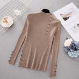 Button Turtleneck Knitted Pullover