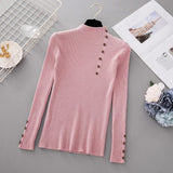 Button Turtleneck Knitted Pullover