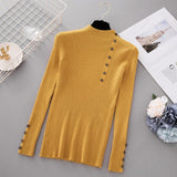 Button Turtleneck Knitted Pullover