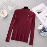 Button Turtleneck Knitted Pullover