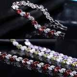 Cubic Zircon Leaf Charm Bracelet