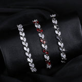 Cubic Zircon Leaf Charm Bracelet
